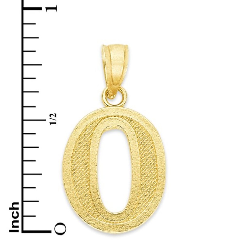 14k Gold Number 0 Pendant, Lucky Number Jewelry - Picture 3 of 4